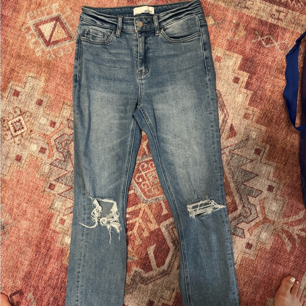 Stylish Distressed Blue Skinny Jeans